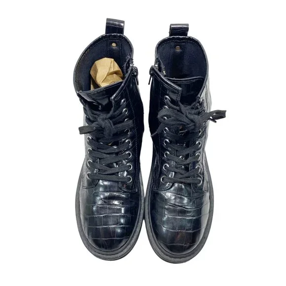 Steve Madden Black Vegan Flann Combat Boots 7 - Picture 2 of 11